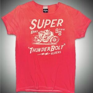 Superdry Men’s Thunderbolt Riders Red T-Shirt size Medium | M